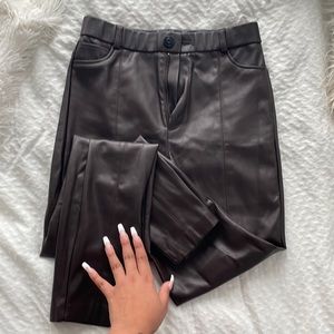 Zara Chocolate Leather Leggings